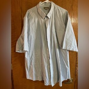 Duluth Trading Co Men's Blue and White Checkered Shirt